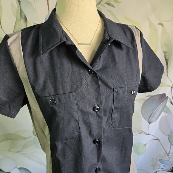 DICKIES | Women's Fitted Work Shirt in Dark Blue/Gray sz S - Picture 3 of 8
